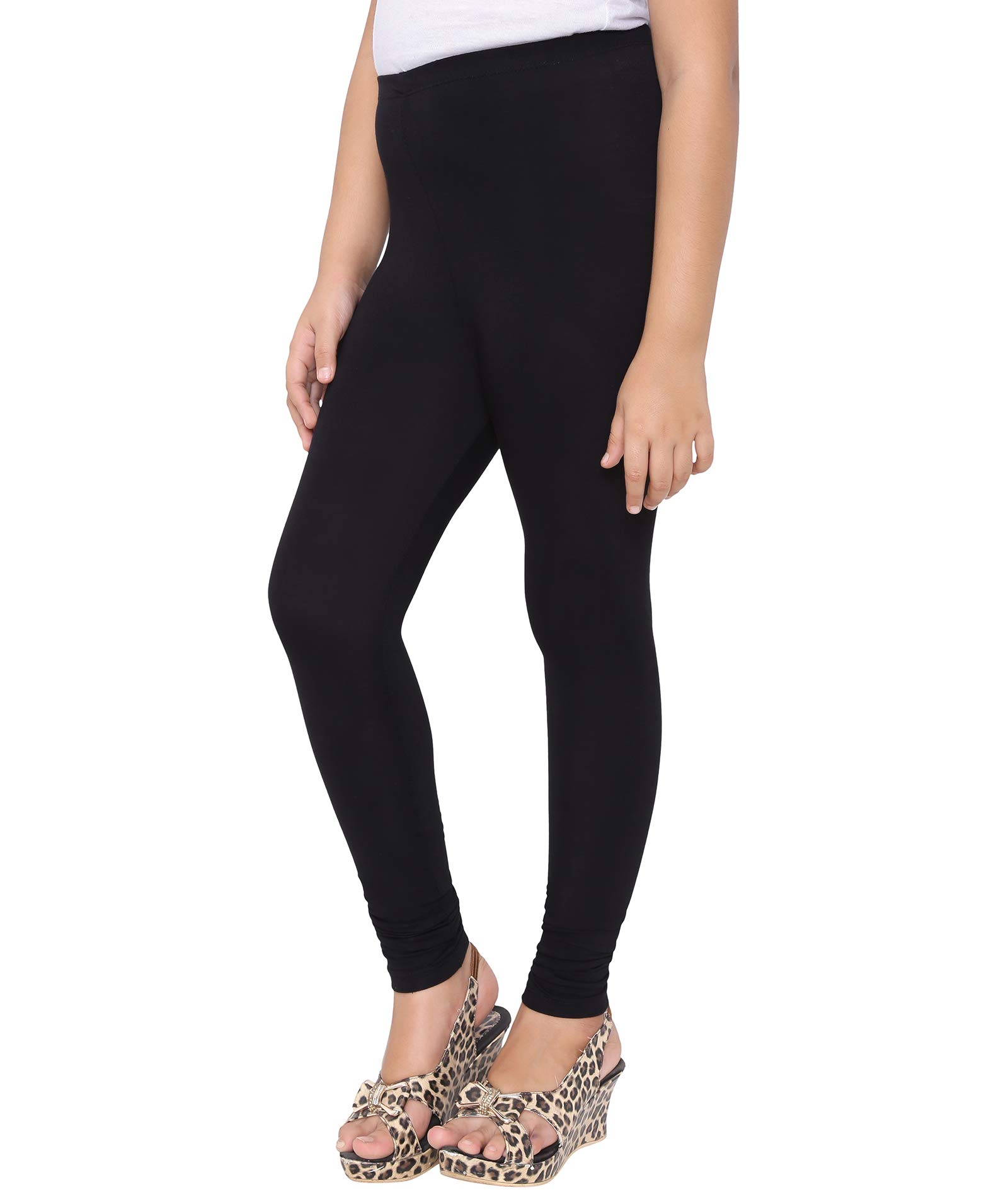 Robinbosky Premium Girls Mid Rise Leggings Black Value Combo Pack Of 3 (7-8 Years, 025 Black) Fit Type : Slim Fit 4