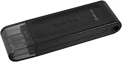 Pen Drive Kingston USB-C portátil e leve DataTraveler 70 64 GB com USB 3.2 Geração 1 velocidades DT70/64 GB, preto