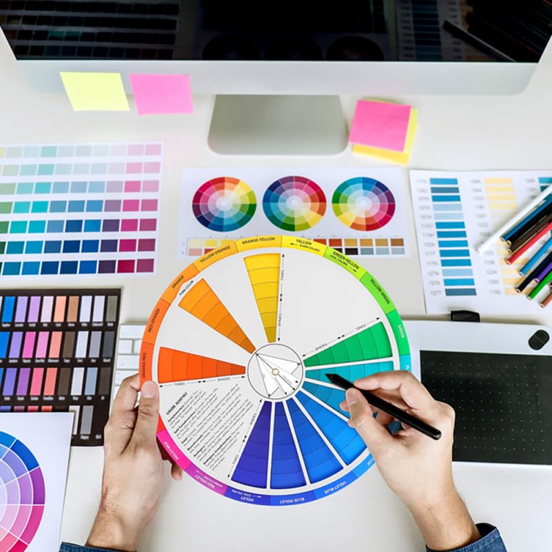 Tofficu 2Pcs International Standard Color Wheel: Gradient Design for Color Learning - Watercolor Painting, Makeup Blending, and Art Class Teaching Tool - Artists/Teachers Mixing Guide (9.05 Inch)