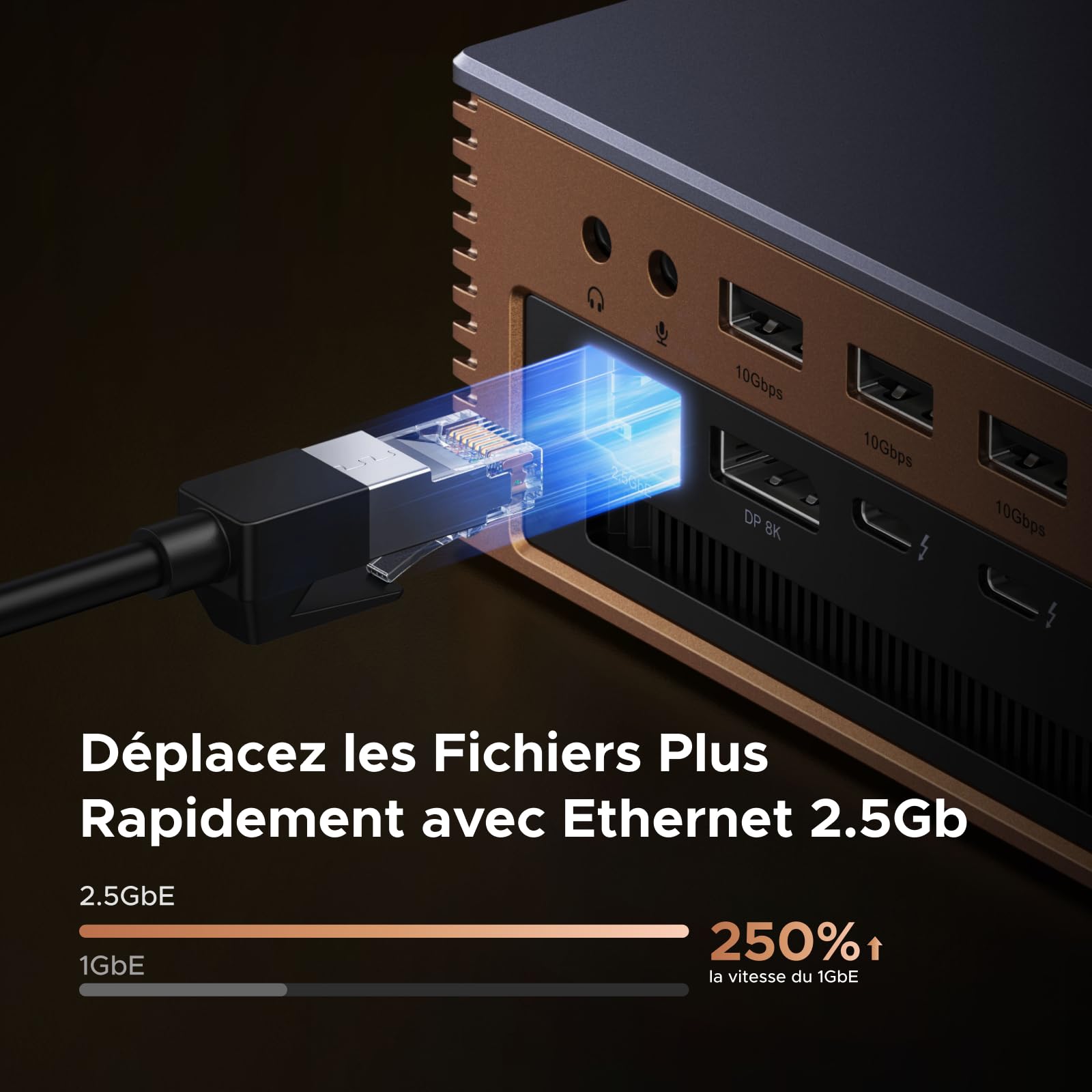 UGREEN Maxidok Thunderbolt 5 Docking Station Revodok 17 en 1 120Gbps Station d'accueil avec 3*TBT5 et DisplayPort Simple 8K60Hz Double 6K@60Hz Max Boîtier SSD M.2 140W PD 2.5GbE SD 4.0 3.5mm Aux