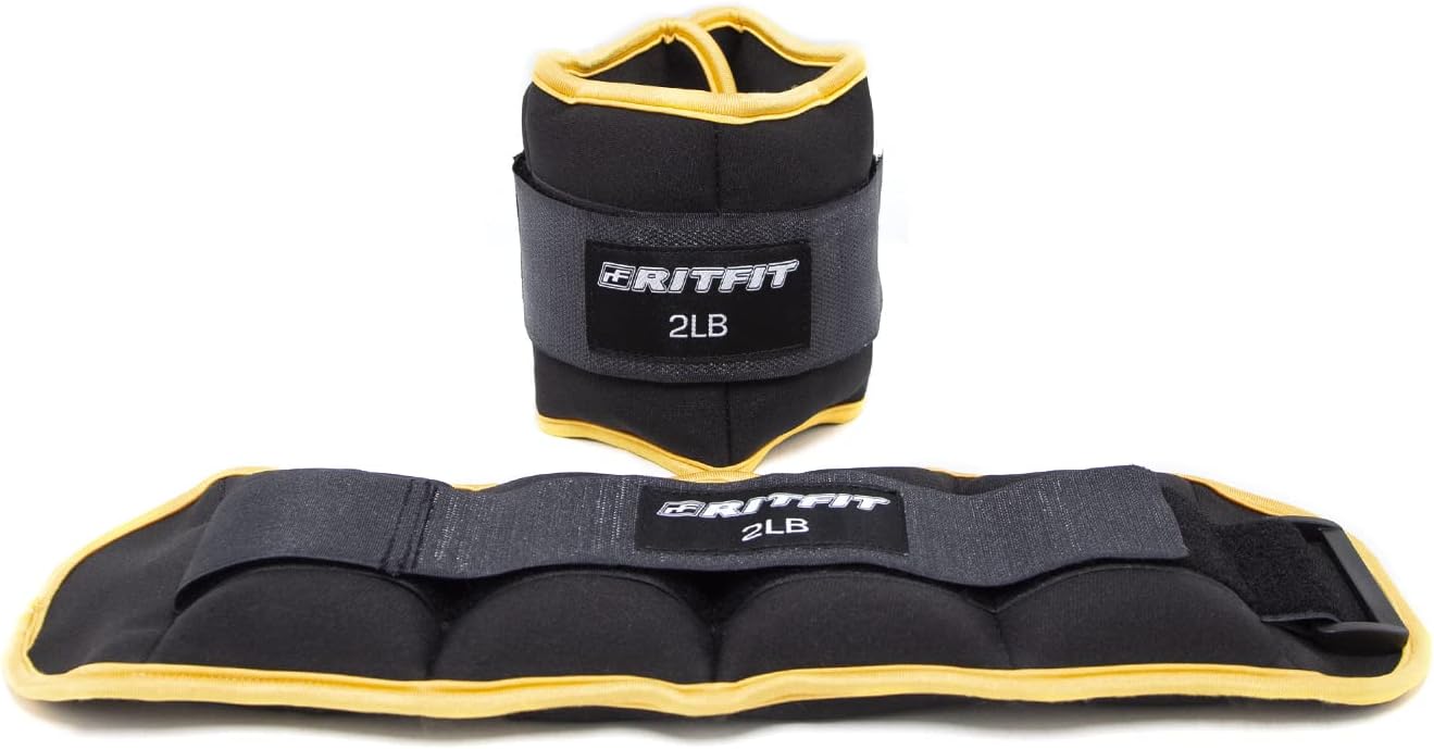 RitFit 1/1.5/2/3/4/5 LB Ankle/Wrist Weights for Women&Men (1 Pair), Adjustable Strap for Arm, Hand & Leg - Best for Exercise, Fitness, Walking, Jogging, Aerobics and Swimming