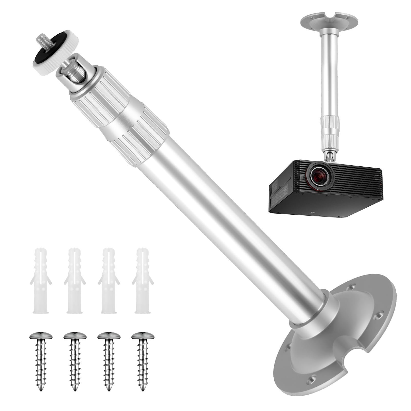 Supporto da Soffitto Videoproiettore, Universale Supporto Mini Proiettore Da Parete a Soffitto, Rotazione a 90° 360° A Parete Proiettore Supporto Da Soffitto Staffa A Parete Alluminio