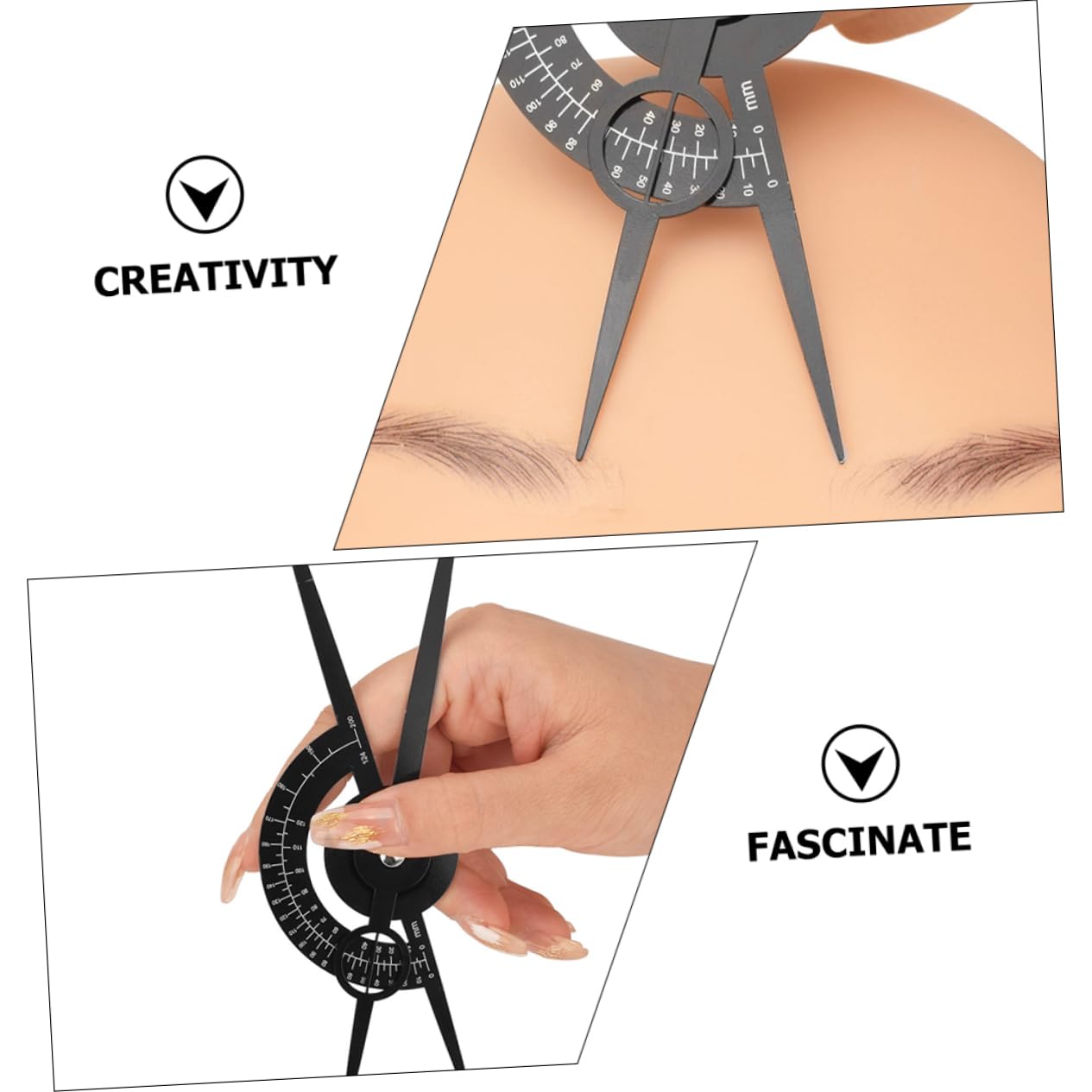 minkissy 3 Pz righello del del sopracciglio Strumento per tatuare le sopracciglia estensione del bilanciamento del sopracciglio righello per sopracciglia in acciaio inossidabile