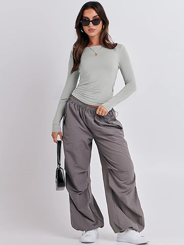 Miniatura 5 de ANRABESS Camisas de manga larga para mujer, ajustadas, para salir, cuello redondo, camiseta básica Y2K, trajes de otoño para adolescentes y niñas