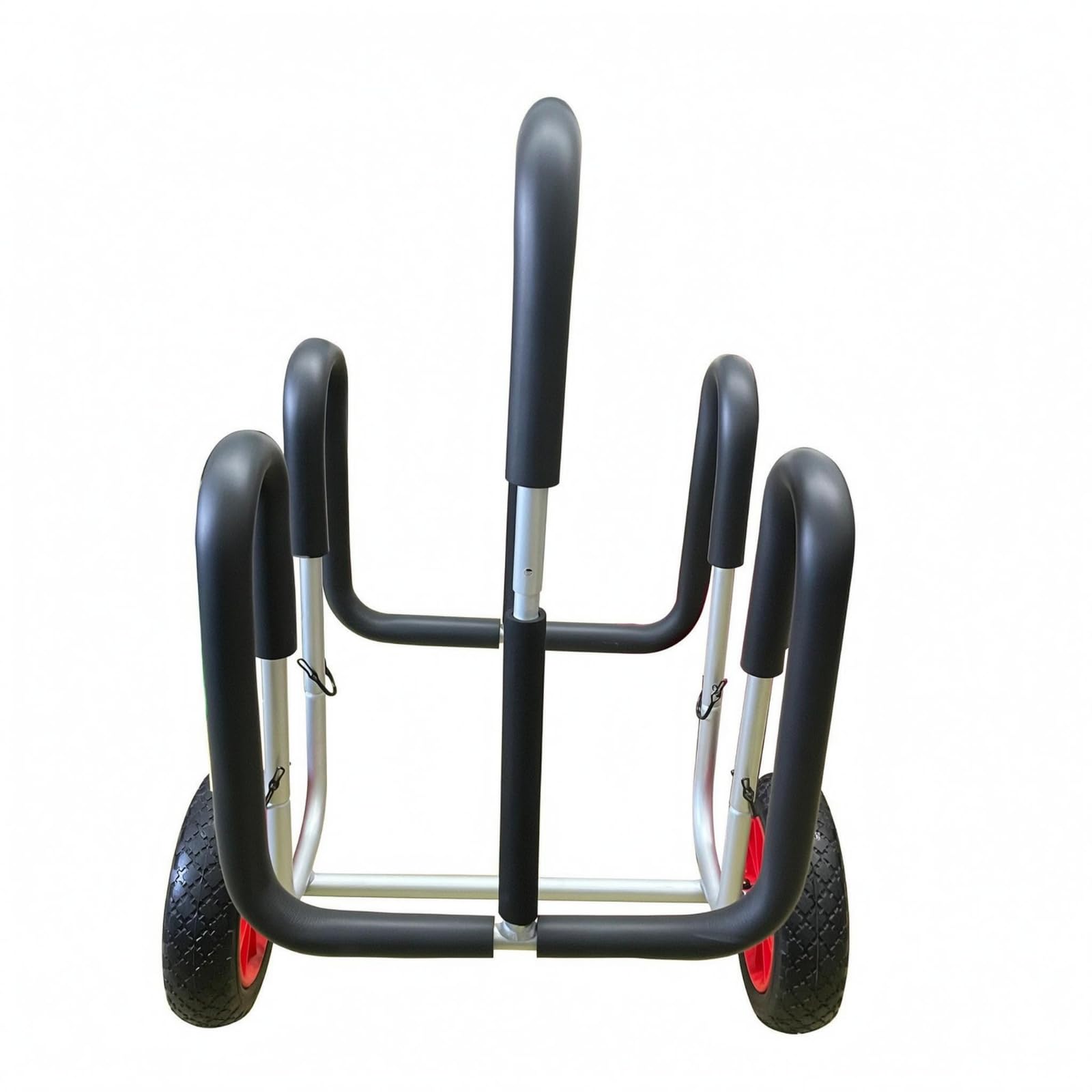Carro Aluminio Ruedas Amplias Rack Tubular Negro y Plata Soporte Acolchado