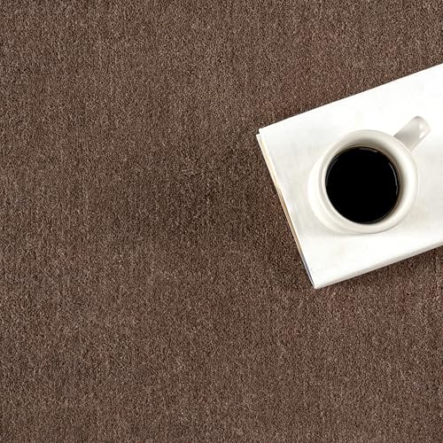 Image of Hand-Tufted Woolen Large Carpets for Living Room 12x18 feet Solid Brown Plain Anti-Skid Area Rug High Pile Thick Carpet & Rugs for Hall & Bedroom