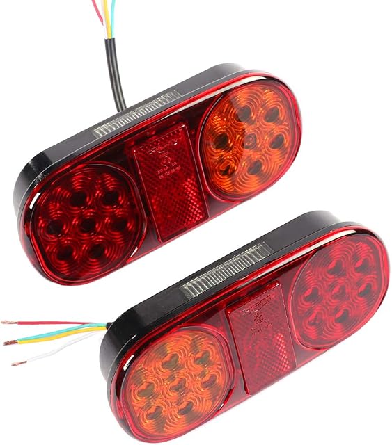 AOHEWEI 2Pcs LED Trailer Tail Lights Truck Rear Lights Brake Lamp 12V Indicator Stop Lighting Waterproof for Truck Lorry Caravan Van or Tractor (14 led chips-2pcs)