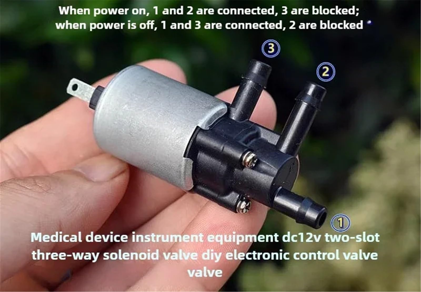 DC 12 V 2-pozycyjny 3-drożny mały elektryczny zawór elektromagnetyczny zawór sterujący przepływem wody i powietrza 1 szt