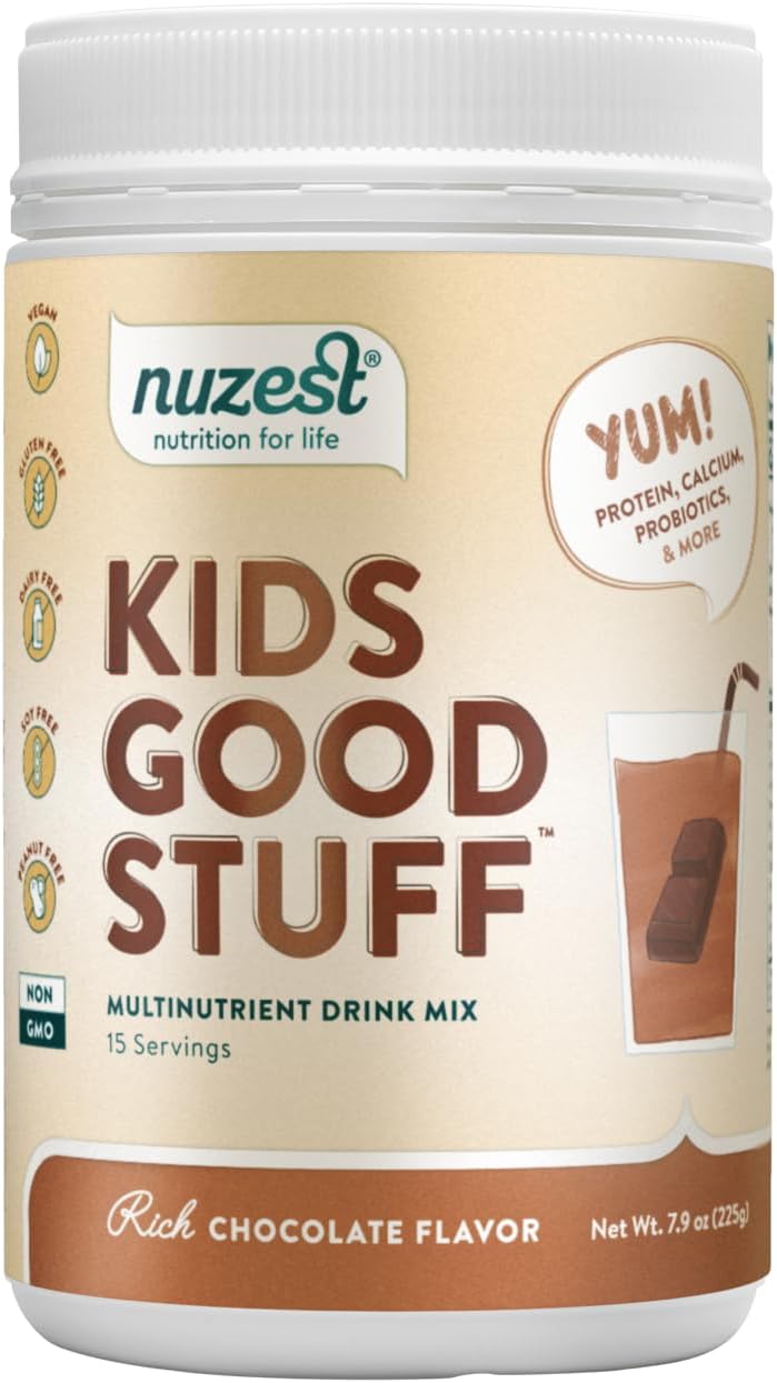 Kids Good Stuff - Vegan Smoothie Mix - Rich Chocolate - Multivitamin Nutritional Supplement Protein Shake - Dairy Free - Supporting Growth and Development - 225g/ 7.9 oz (15 Servings)