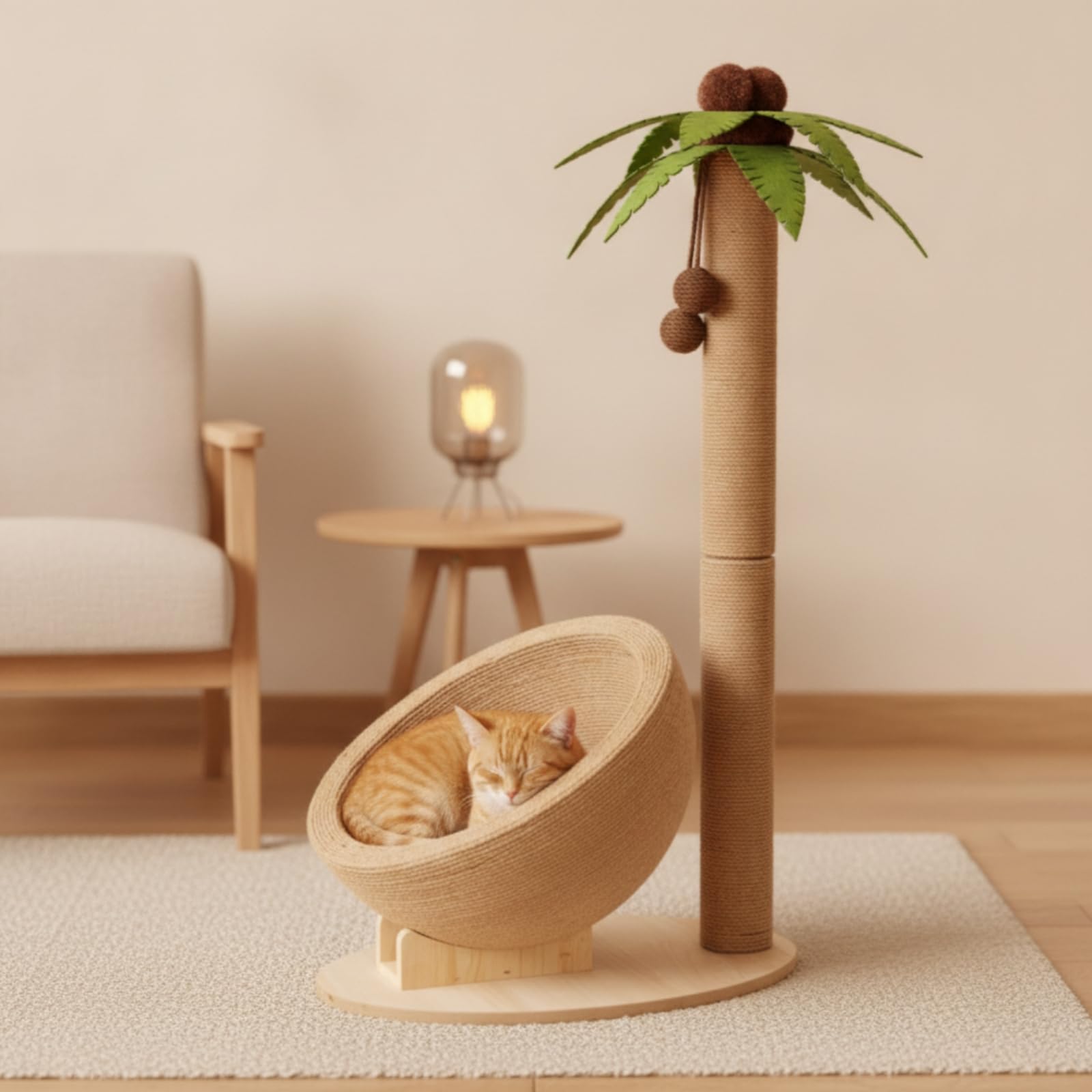 Tiragraffi Gatto Torre Albero Piattaforma Cuccia Graffiatoio Colonna Ciotola Nido con Design Palma Materiali in Sisal E Feltro Adatto per Arredo Interno Famiglie