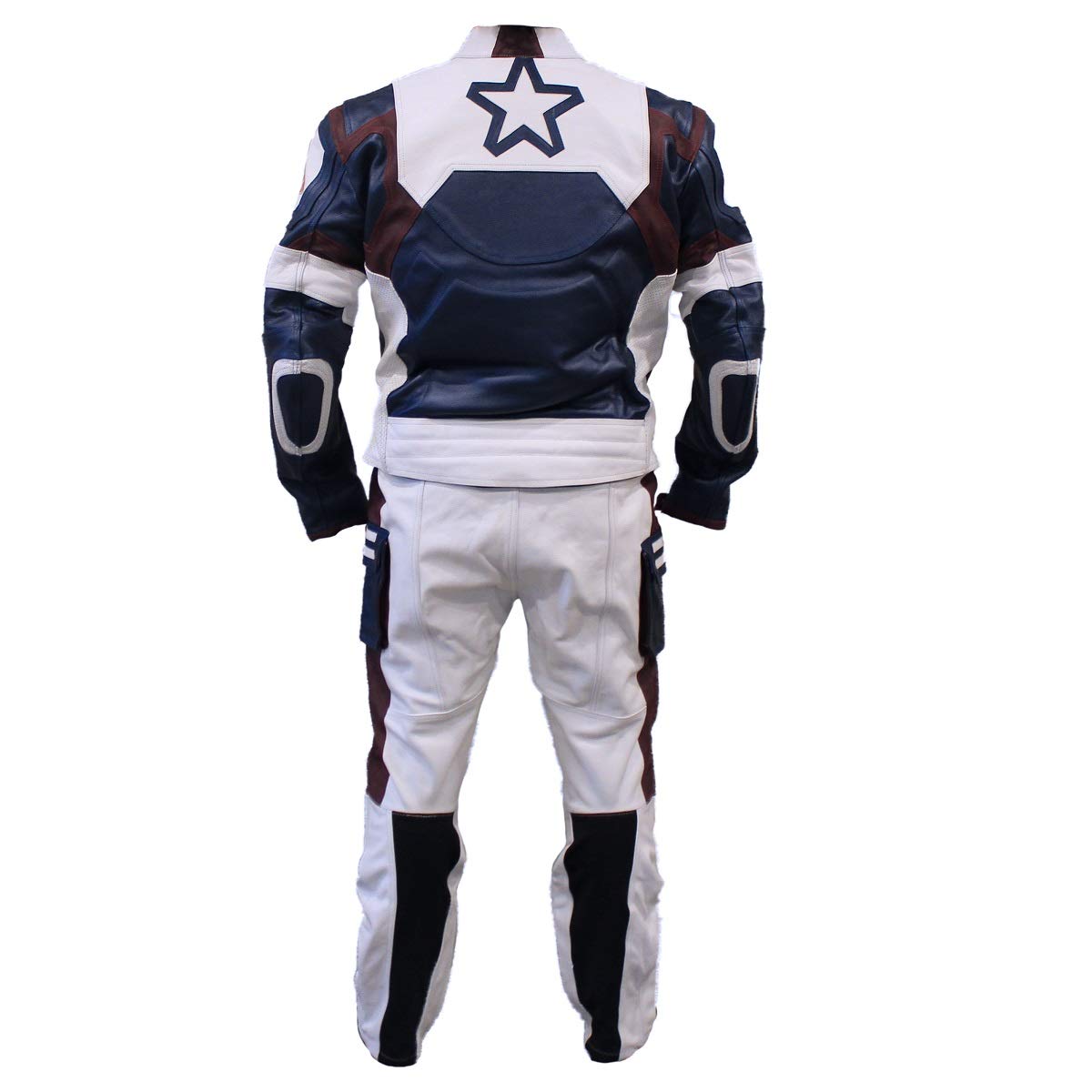 Bestzo Men’s Fashion Motorcycle America Real Leather Captain Winter Soldier Suit Jacket & Pant Blue (Small - for Chest 38-40