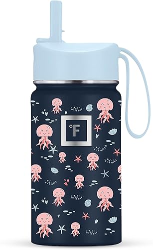 Miniatura 9 de IRON FLASK Botella de agua para niños, 18 onzas, tapa con pajilla, 20 calcomanías con nombre, acero inoxidable aislado al vacío, vaso de doble