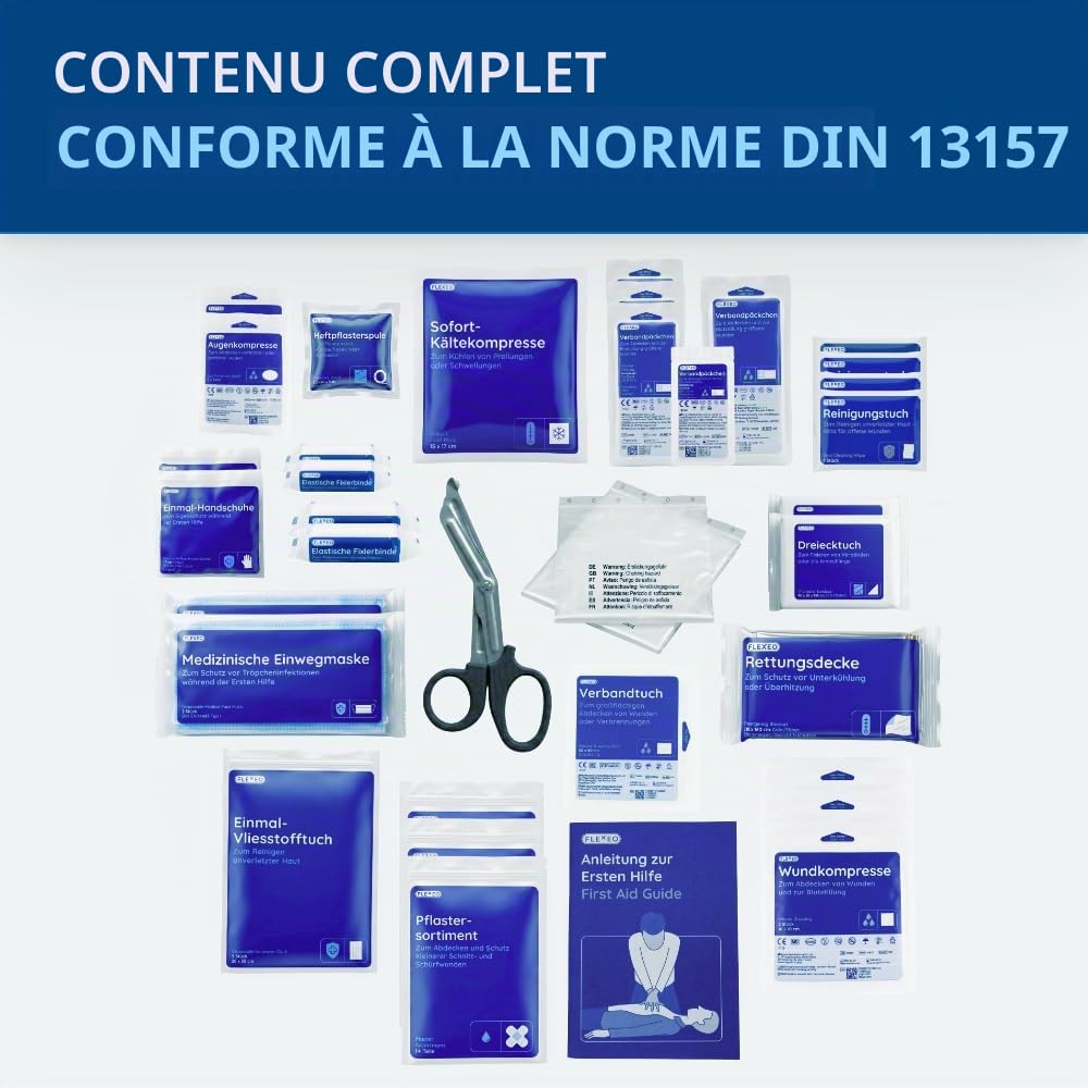 Mallette de premiers secours pour les entreprises avec contenu conforme à la norme DIN 13157 Boîte de premiers secours remplie avec support mural Orange