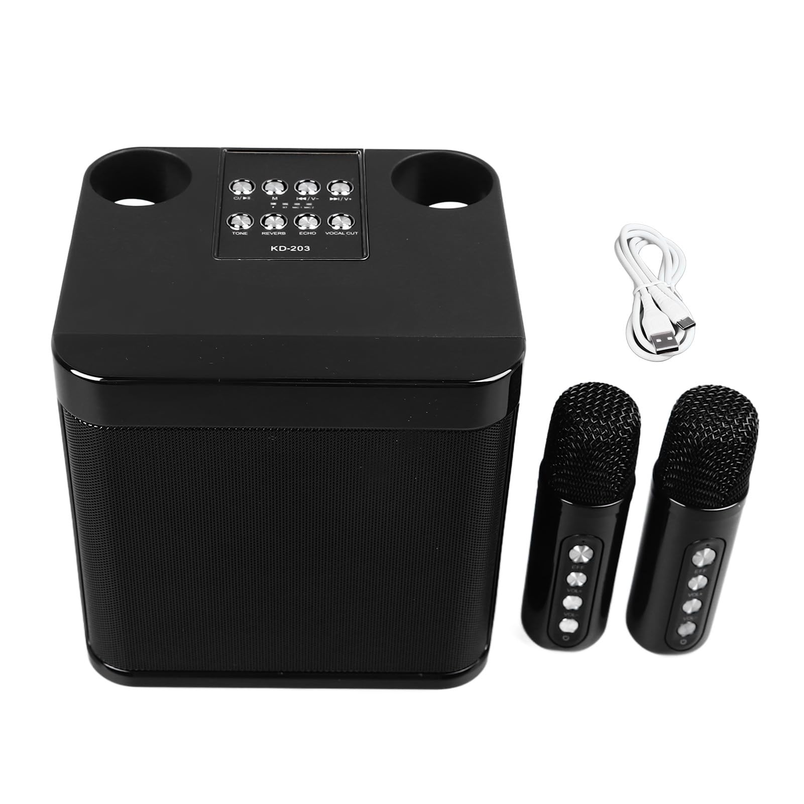 BusoTh Wireless Karaoke Speakers, Portable Mini Karaoke Machine with Bluetooth Speaker and 2 Wireless Microphones, Powerful Subwoofer, Wireless Connectivity, for Home Party Camping
