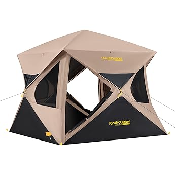 FanttikOutdoor Alpha C6 Ultra Instant Cabin Tent 6 Person Pop Up Camping Tent Setup in 60 Seconds Portable with Rainfly & Windproof for Outdoor Camping & Overlanding Khaki