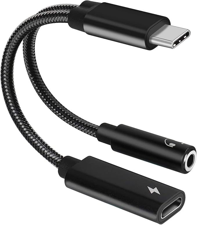 Samsung Galaxy S24 Headphone Adapter, 2 in 1 USB C to 3.5mm Headphone Jack Dongle