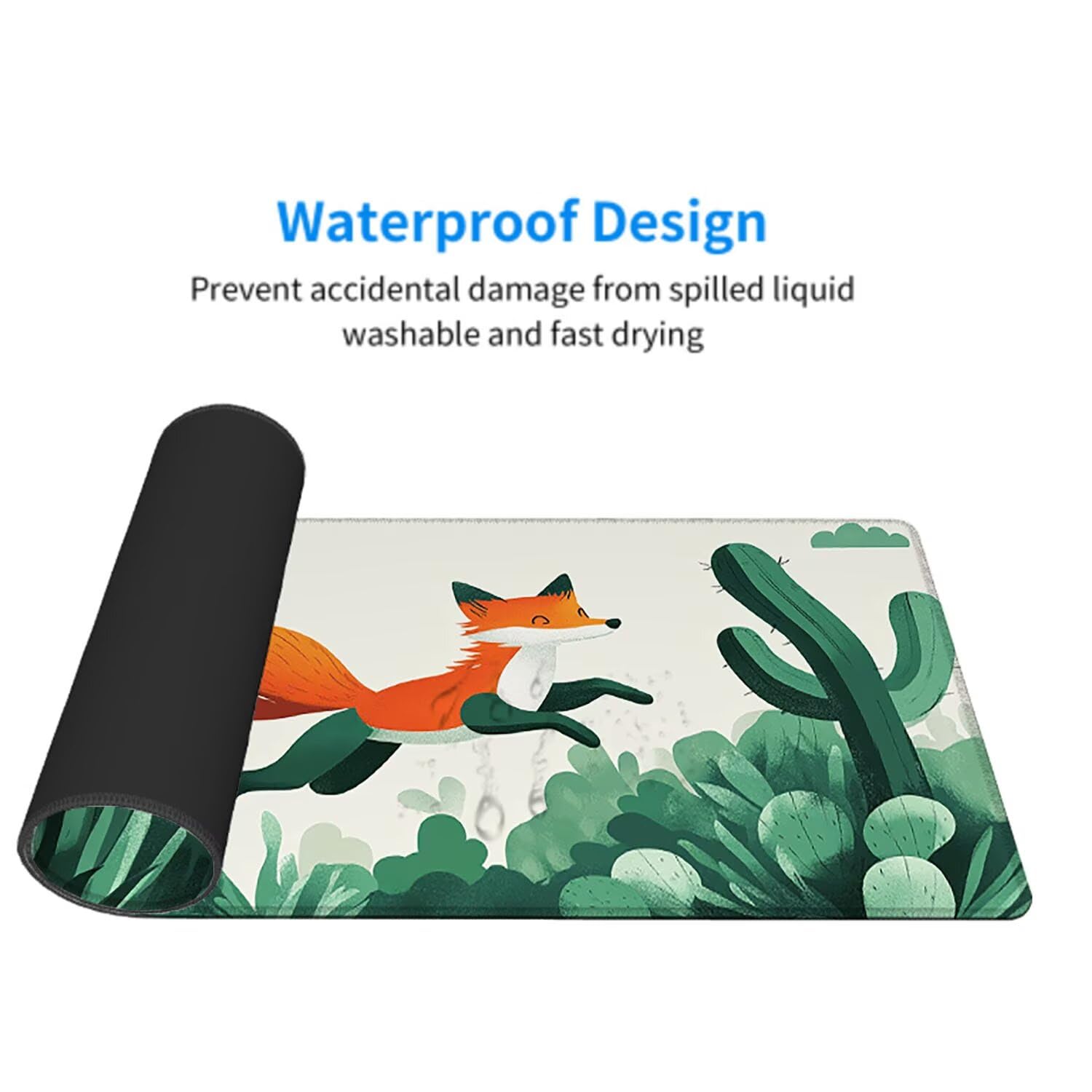 Zielona podkładka pod mysz pod mysz pod mysz do gier XXL 1200 x 600 x 3 mm podkładka pod mysz lis duża podkładka pod rękę dla graczy wodoodporne akcesoria PC, do klawiatury laptopa w-1619
