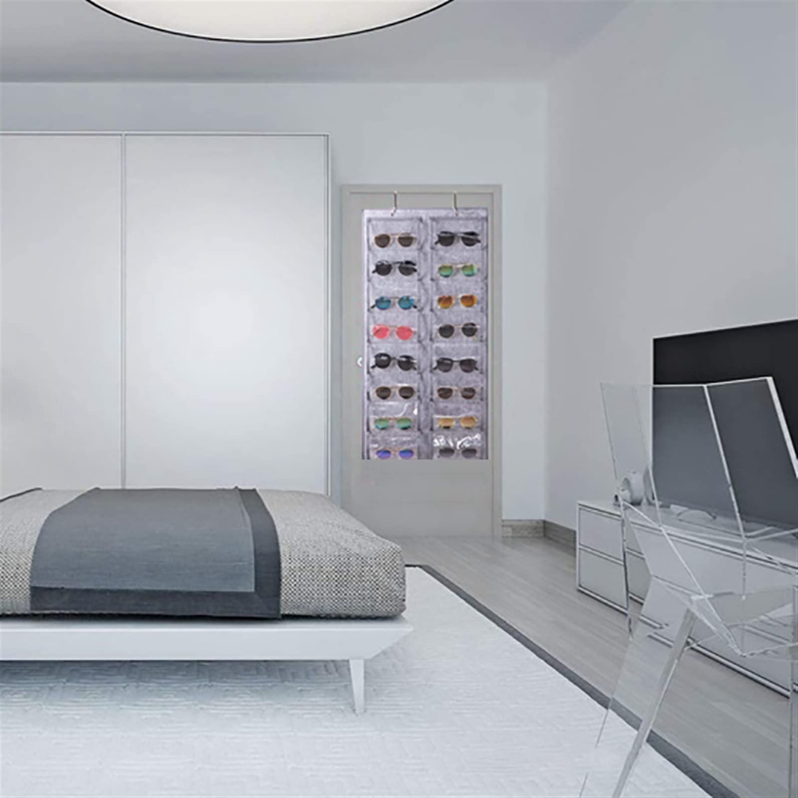 GLigeT Brillenständer 16 Slots Sonnenbrille Organizer Hängende Wand Brille Halter Lagerung Display Pocket Wall Stand Organizer Holder Sonnenbrillenständer(Dark Gray)