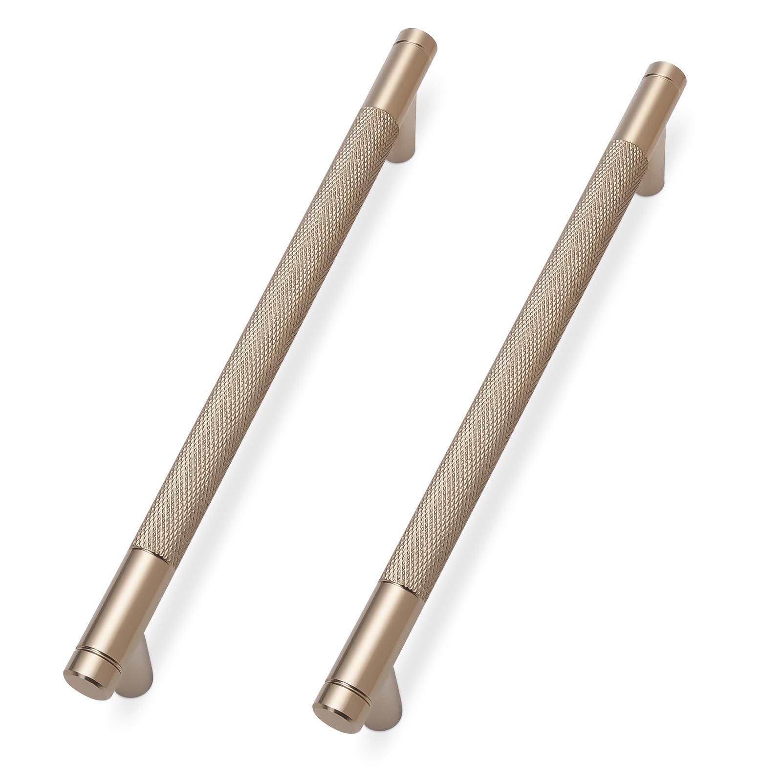 KOMOTIA 10 Pack Champagne Bronze Cabinet Pulls knurled 6-1/4 Inch Hole Centers Kitchen Cabinet Handles Drawer Pulls Cabinet Hardware