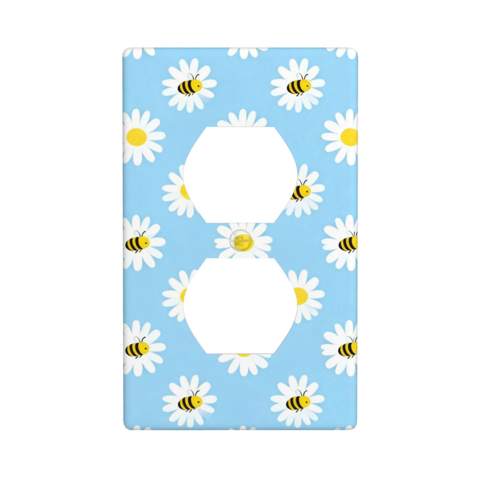 Daisy Bee Seamless Decorative Switch Plate Cover-Unbreakable Polycarbonate Wall Plate for Home Office, 1 Gang with Screws