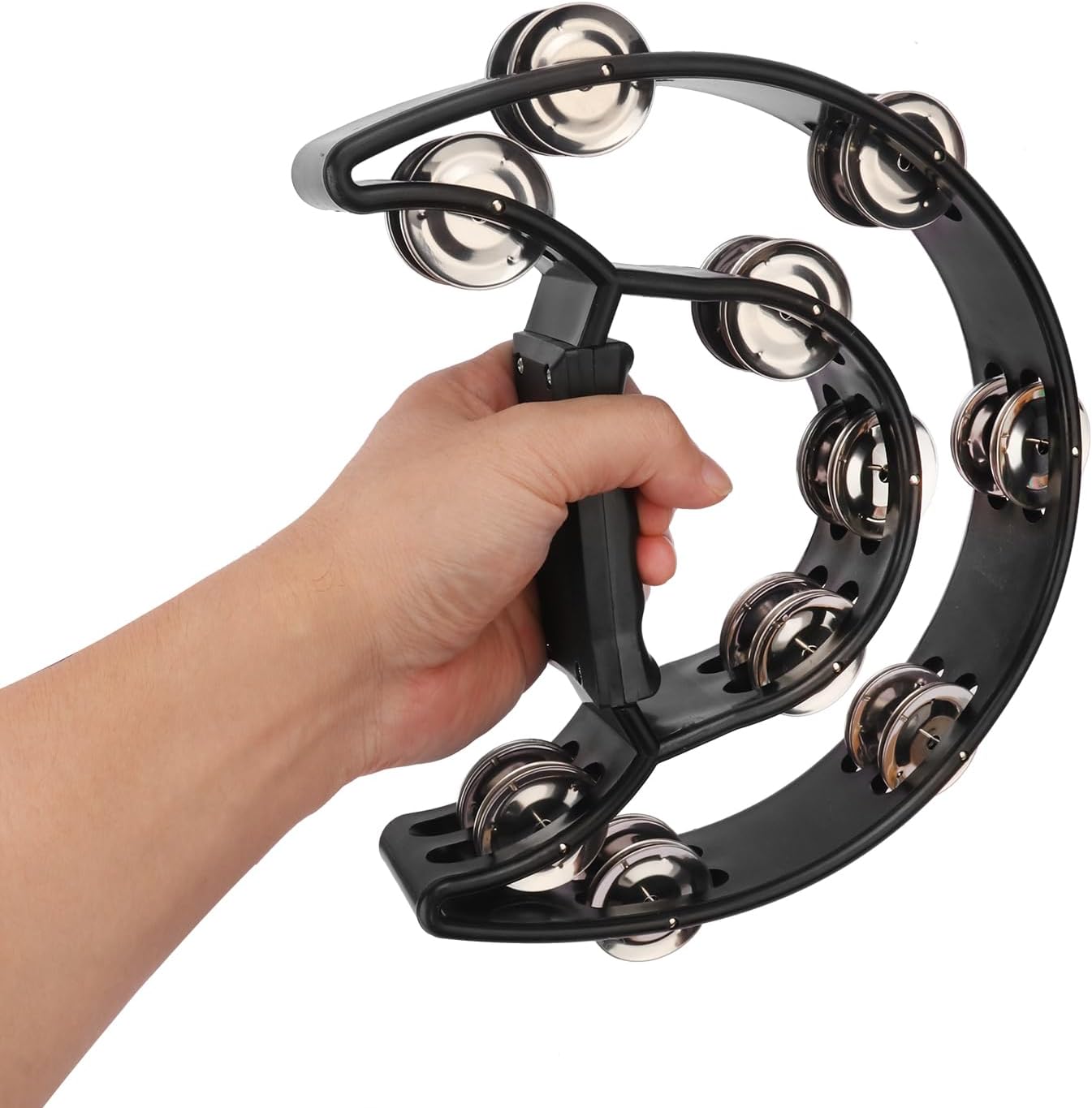 7 Pack Double Row Tambourine – 9.06 inch Professional Handheld Tambourine 20 Metal Jingles, Half Moon Musical Tambourines, Plastic Tambourines for Adults, Music Lovers and Performers
