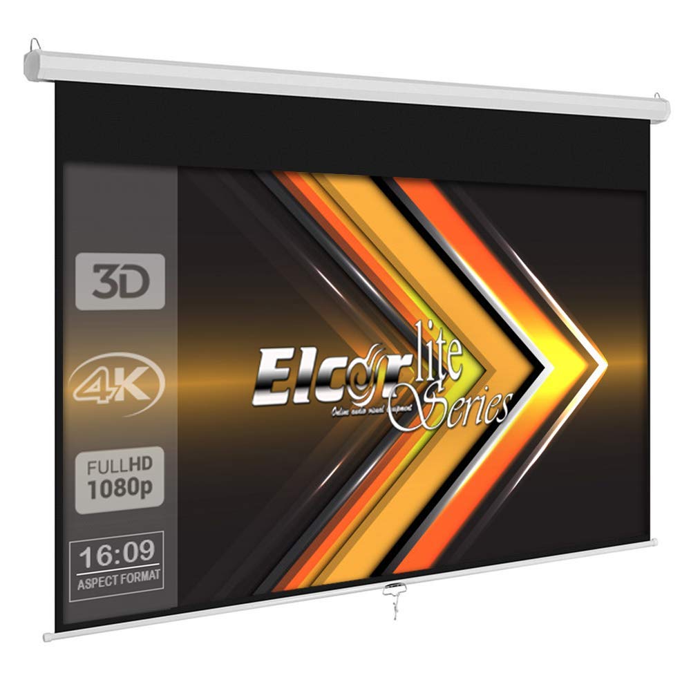 ELCOR® lite Series Manual AutoLock Projector Screen, 92Inch Diagonal