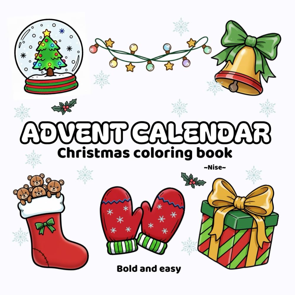 Advent Calendar Christmas Coloring Book – Bold & Easy Designs
