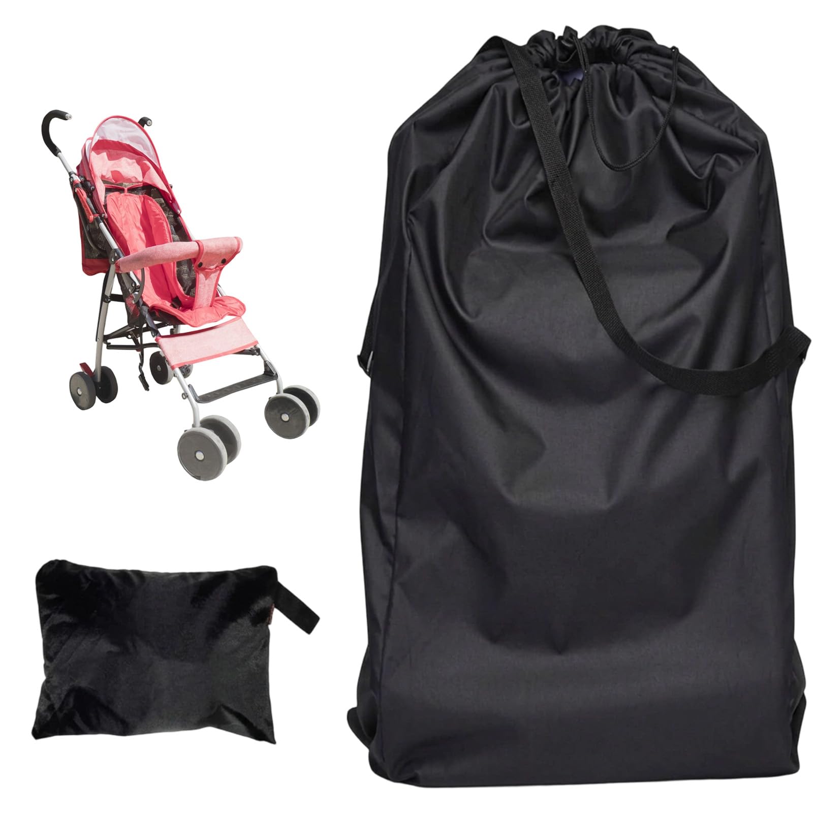 Pram Bag for Airplane, Stroller Travel Bag for Air Travel and Outdoor Protection, Pushchair Storage Cover with Large 50x114 cm Capacity, Buggy Bag for Car Seat Transportation and Home Organisation