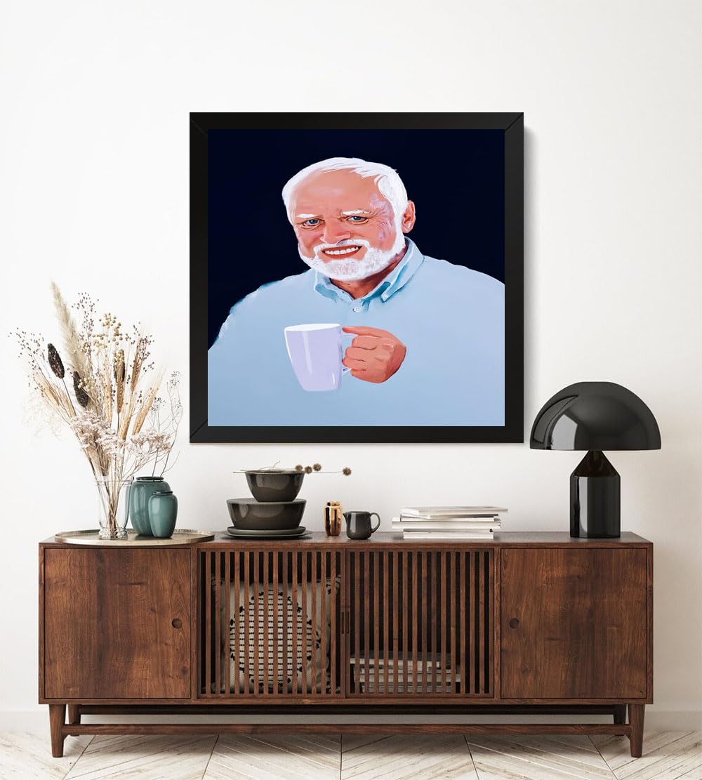 GADGETS WRAP Printed Photo Frame Matte Painting for Home Office Studio Living Room Decoration (17x17inch Black Framed) - Hide The Pain Harold