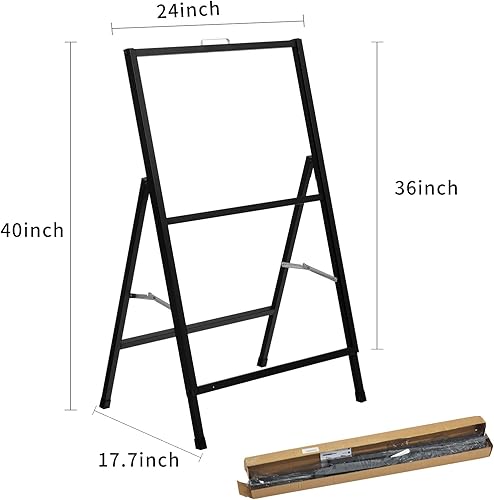 Miniatura 5 de Letrero de marco de alta resistencia de 24 x 36 pulgadas, soporte para póster de acera, portátil, plegable, para exteriores, adecuado para exhibir