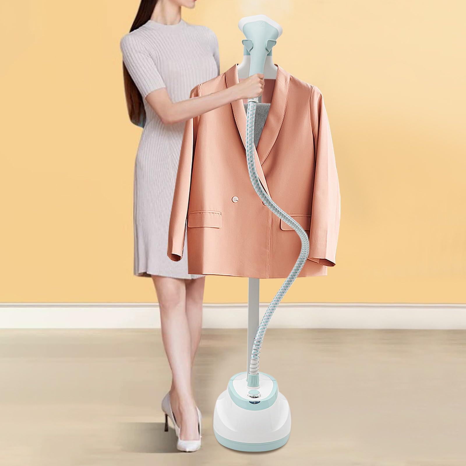 CNCEST Standing Steamer, Professional Standing Steamer Clothes 1350W Power 1.6L Large Capacity with Ironing Board, for Garment/Fabric/Upholstery (White)