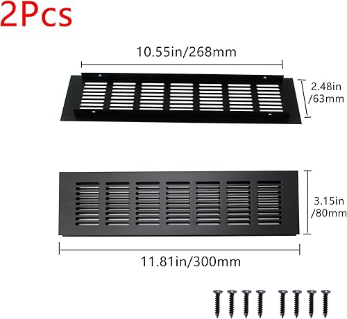 Miniatura 3 de Geesatis Cubiertas de ventilación para piso, gabinete, pared, techo  Rejilla de aluminio resistente a la oxidación con tornillos, paquete de 2,
