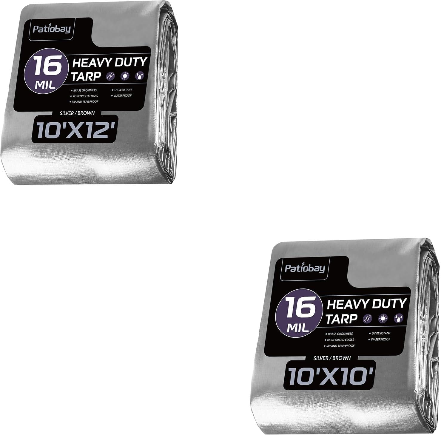 16 Mil Large Tarp, Tarps Heavy Duty Waterproof with Grommets Every 23.6", 420D Thick Plastic Tarp, UV Resistant Tear&Fade Resistant, Reinforced Edges for Outdoor Pool Camp Tent