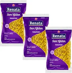 Kit 3 Pacotes de Macarrão Parafuso Sem Glúten 500g - Renata