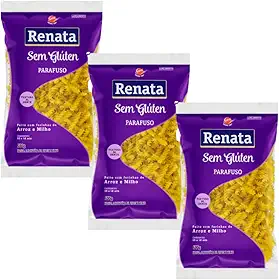 Kit 3 Pacotes de Macarrão Parafuso Sem Glúten 500g - Renata