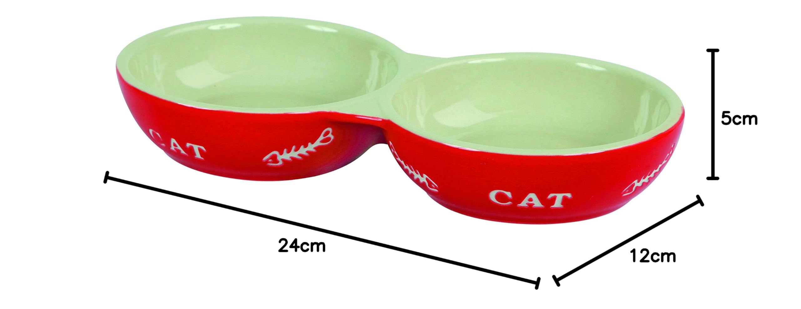 Kerbl Pet 82670 ceramiczna podwójna miska Cat 2 x 200 ml, sortowana kolorystycznie, czerwona/żółta