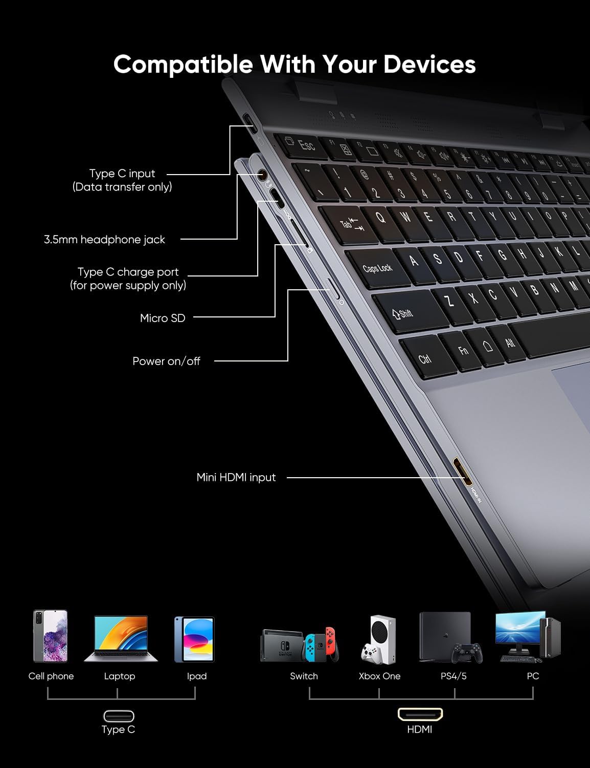 Diagram of monitor ports and compatible devices
