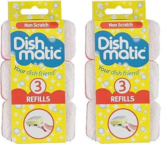 Easy Do Dish Matic Non Scratch Dish Wand Sponge Refill | Scrubber for Dishwashing | Scrub Pads Pack of 6