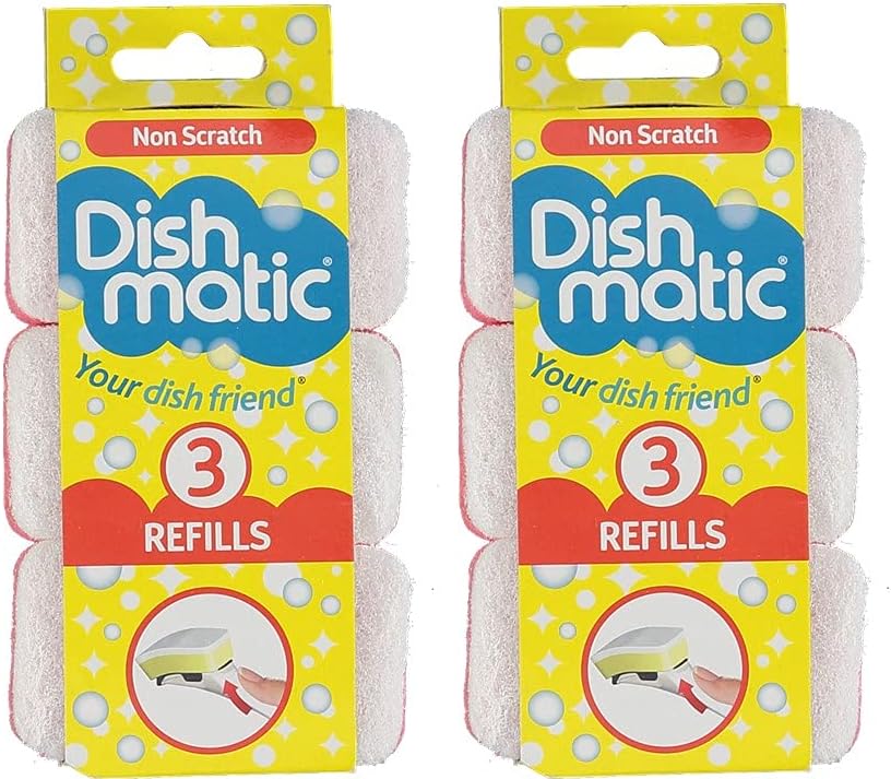Easy Do Dish Matic Non Scratch Dish Wand Sponge Refill | Scrubber for Dishwashing | Scrub Pads Pack of 6