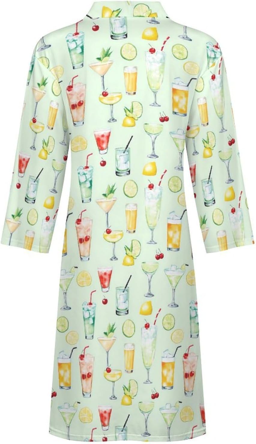 Cocktails And Drinks Mens Robe Long Bathrobe for Women Bath Robes Lightweight Soft Printed Sleepwear