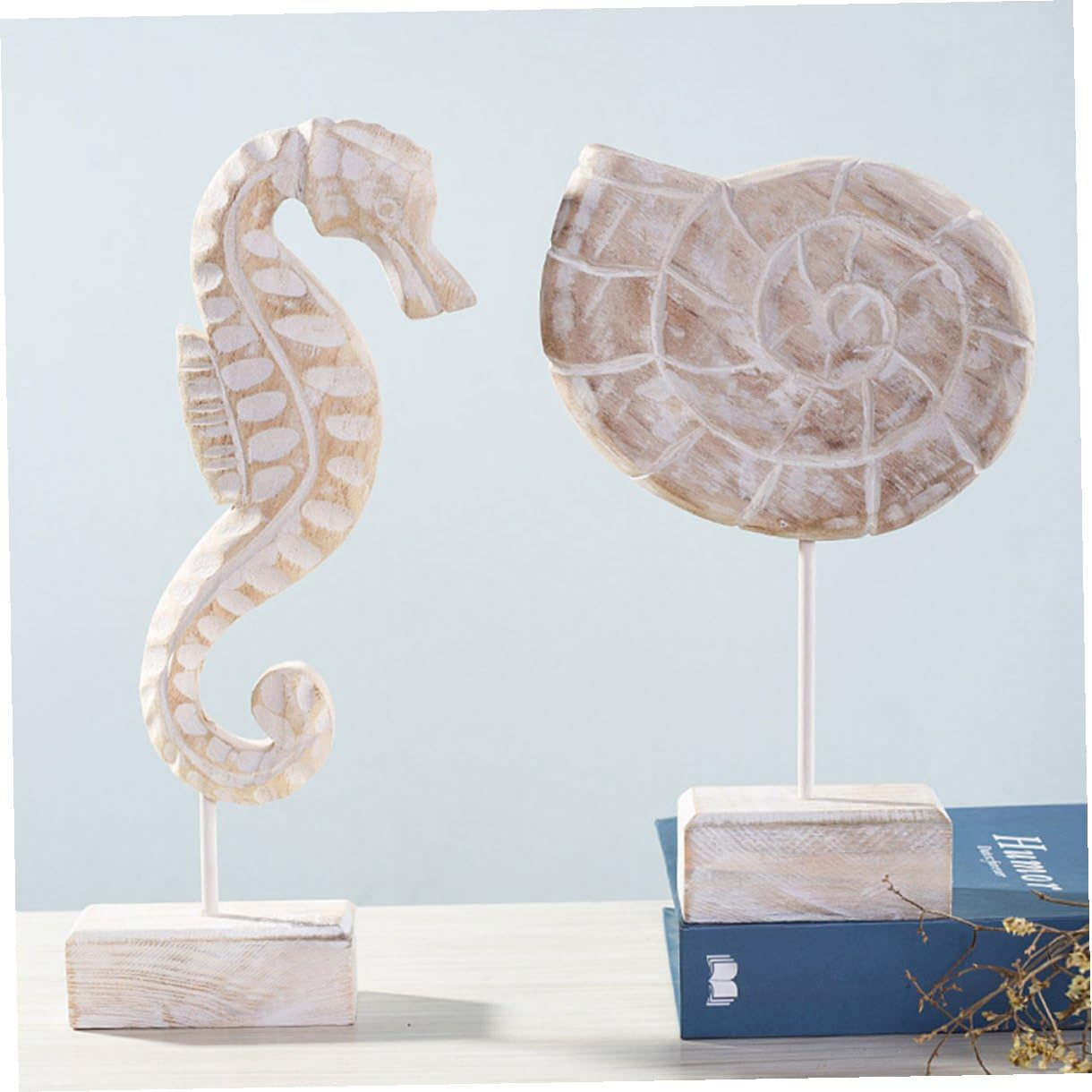 Uonlytech Cavalluccio Marino e Conchiglia Set 3 Pezzi Soprammobili al Mare Decorazioni Tavolo a Forma di Stella Marina per Arredamento Casa Unico