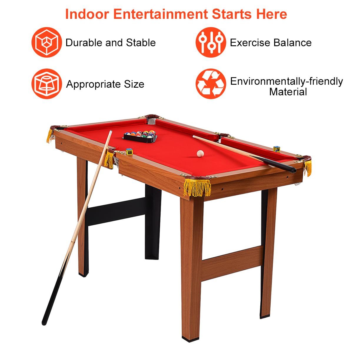 GYMAX 48 Inch Wooden Billiard For Kids And Family 48 Inch Wooden Set ...