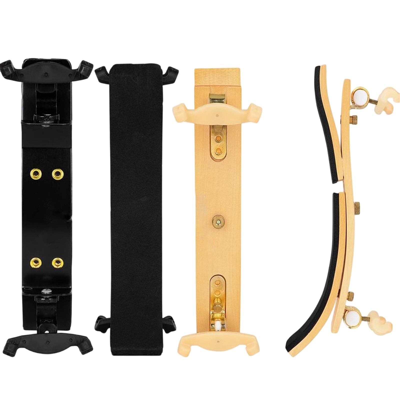 Apoyo Para El Hombro Del Violín Almohadilla de apoyo para hombro de violín de madera ajustable (aleación de aluminio) Garras de plástico | Acolchado suave. Alivia la presión en los hombros y mejora la comodidad al jugar.(Black)