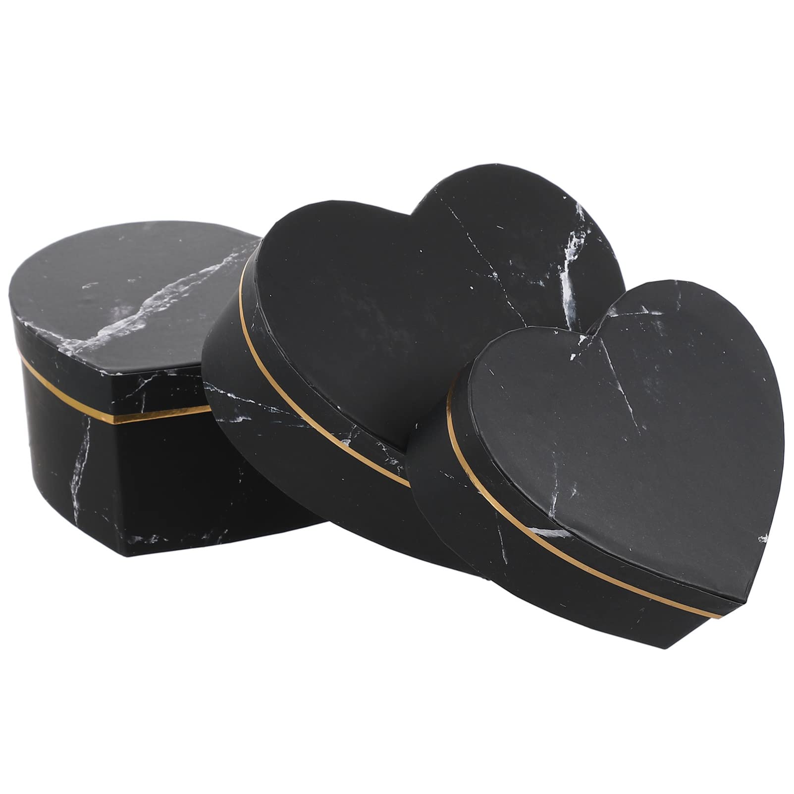 Storage Cases 3pcs Heart Shaped Boxes Arrangement Boxes Flower Box for Luxury Flower Festival Holiday New Year Favors Black Candy Packing Boxes