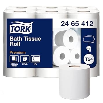 Tork Bath Tissue Roll Premium 2-ply, 400 Sheets/roll, 12 Rolls/Poly Pack