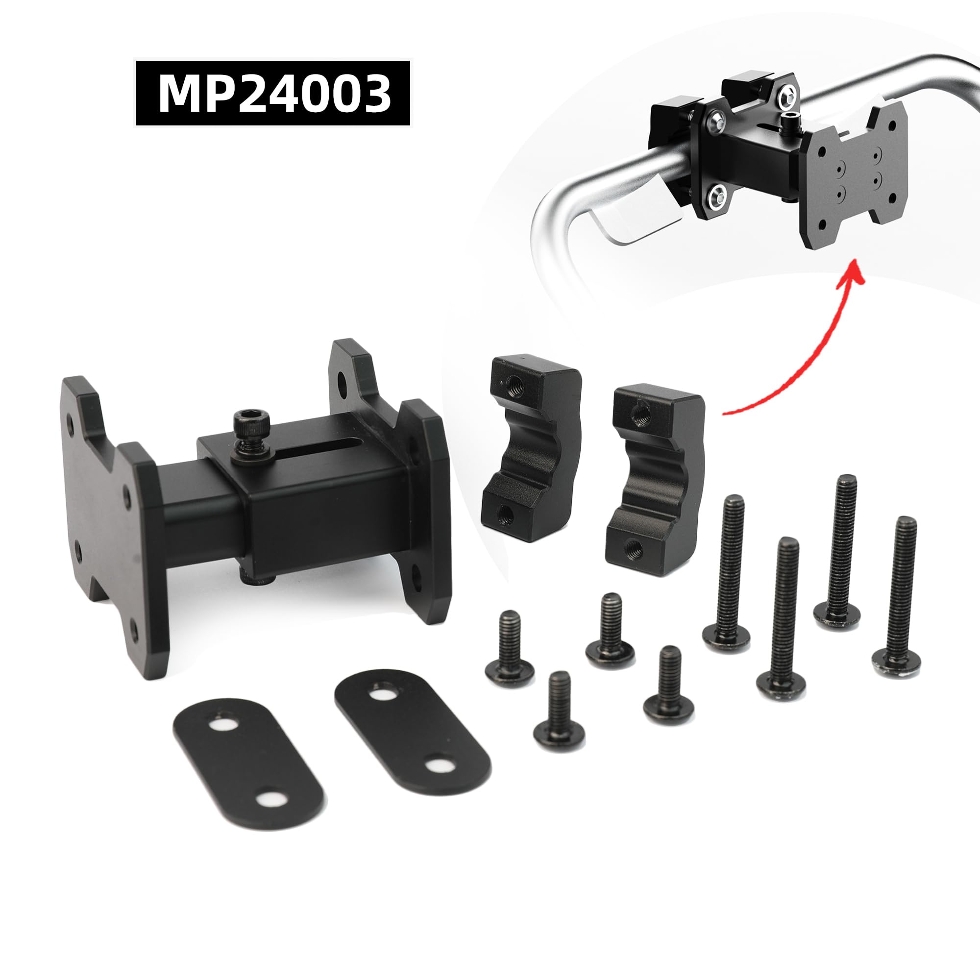 Rhinowalk MP24003 Aluminium-Verlängerungshalter für Motorrad-Seitentaschen MJX2004 / MJX2009, Verstellbarer Extender zur Montage an nach innen gebogenen Rahmen, geeignet für Hochposition-Auspuff
