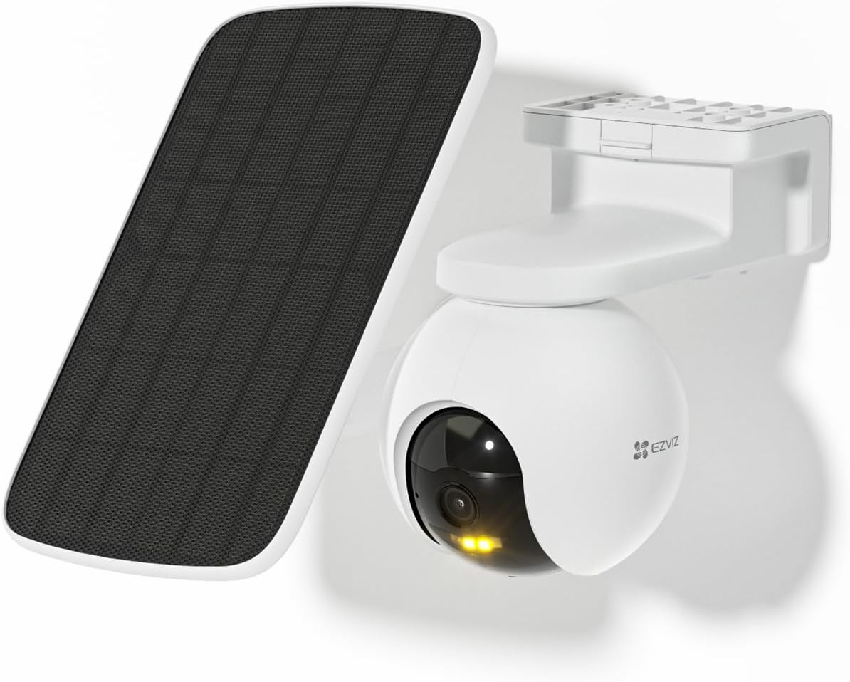 EZVIZ CB8 Kit - 2K Solar Security Camera, WiFi Camera Outdoor 360° Battery Camera CCTV with Two-Way Talk, Color Night Vision, Waterproof, Auto-Tracking, Human & Motion Detection (Solar Panel Included)