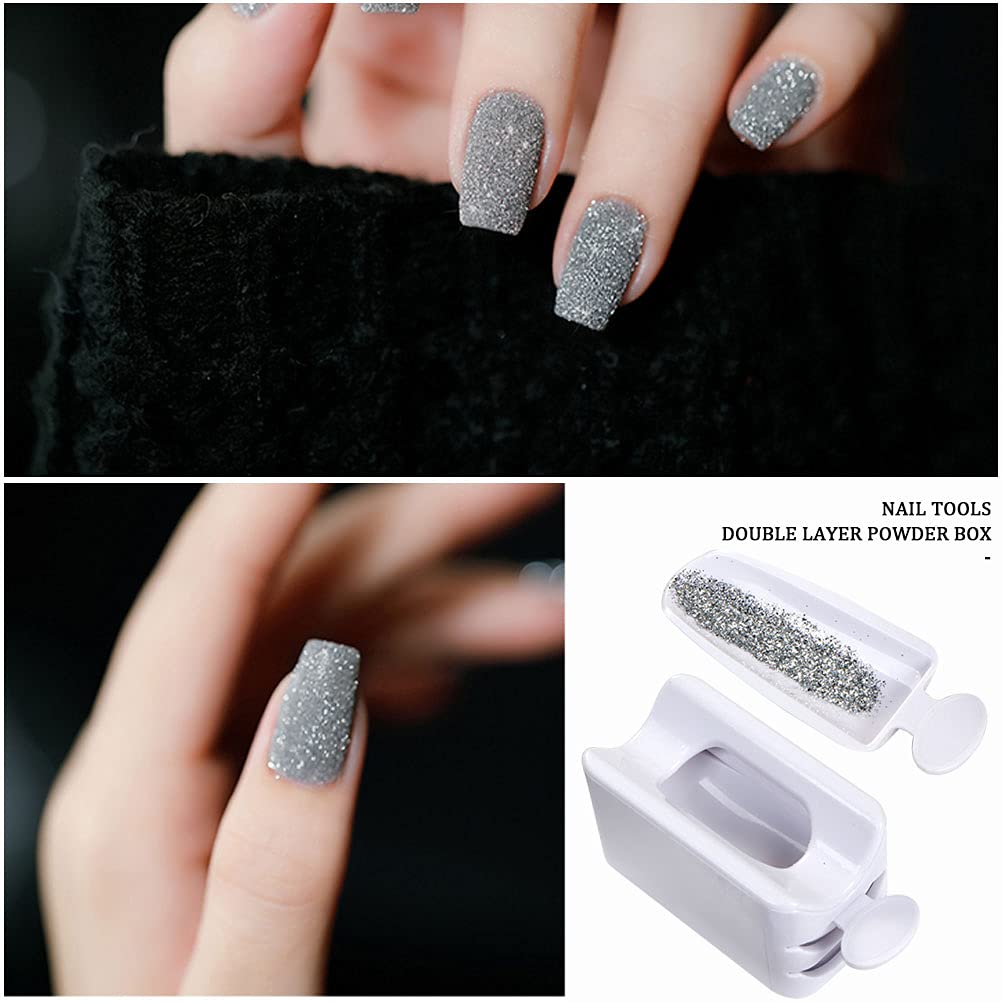 Dip Powder Recycling Tray System with Scoop, Nail Dip Container Portable Dipping Powder Storage Box with Soft Colorful Nail Cleaning Brush for Nail Art and Makeup Tool : Beauty & Personal Care