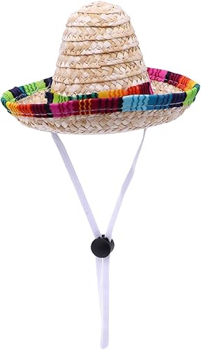 Miniatura 4 de UEETEK Sombrero de perro elegante, gorro ajustable Chihuahua Cosplay Cap, decoración de fiesta mexicana para mascotas cachorros perros cumpleaños