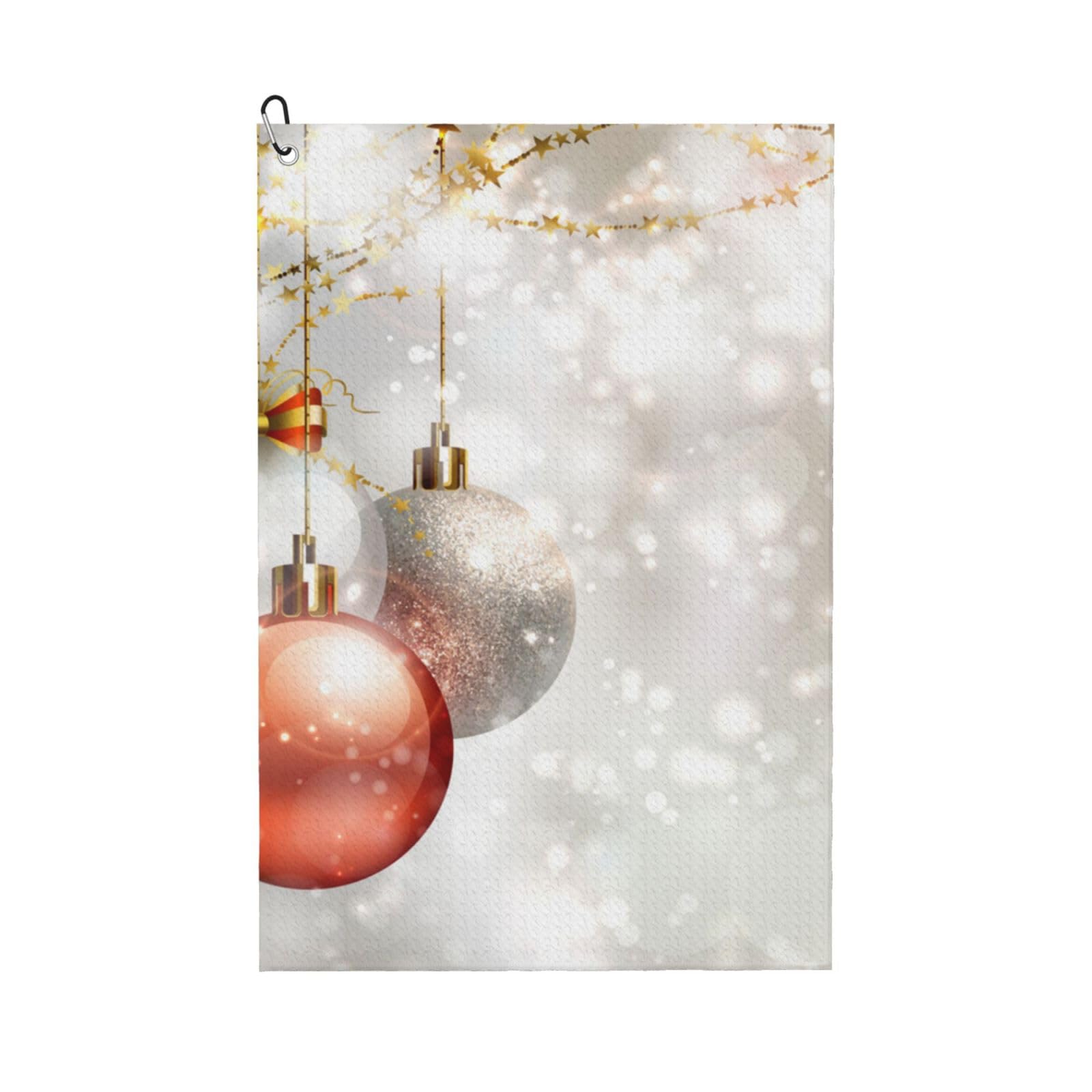 Hnnkloy Xmas Balls Print, 16x24 in Portable Waffle Golf Towels with Carabiner Clip for Golf Bag